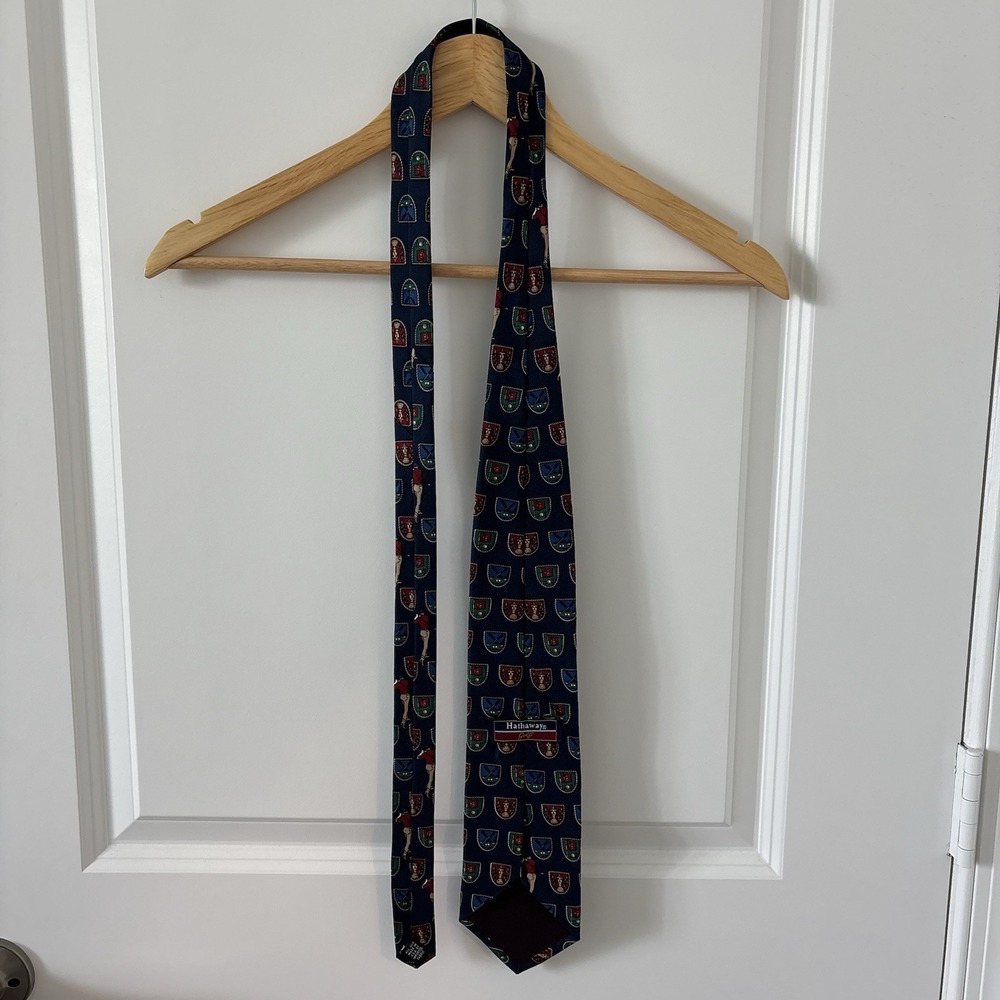 Vtg HATHAWAY Golf Tie 100% Silk Made in USA - Picture 4 of 4